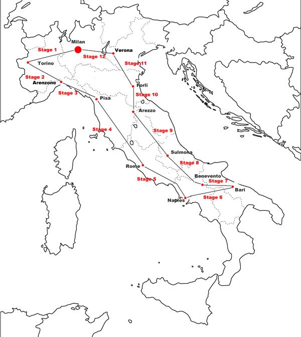 Giro d'Italia 1925 Map